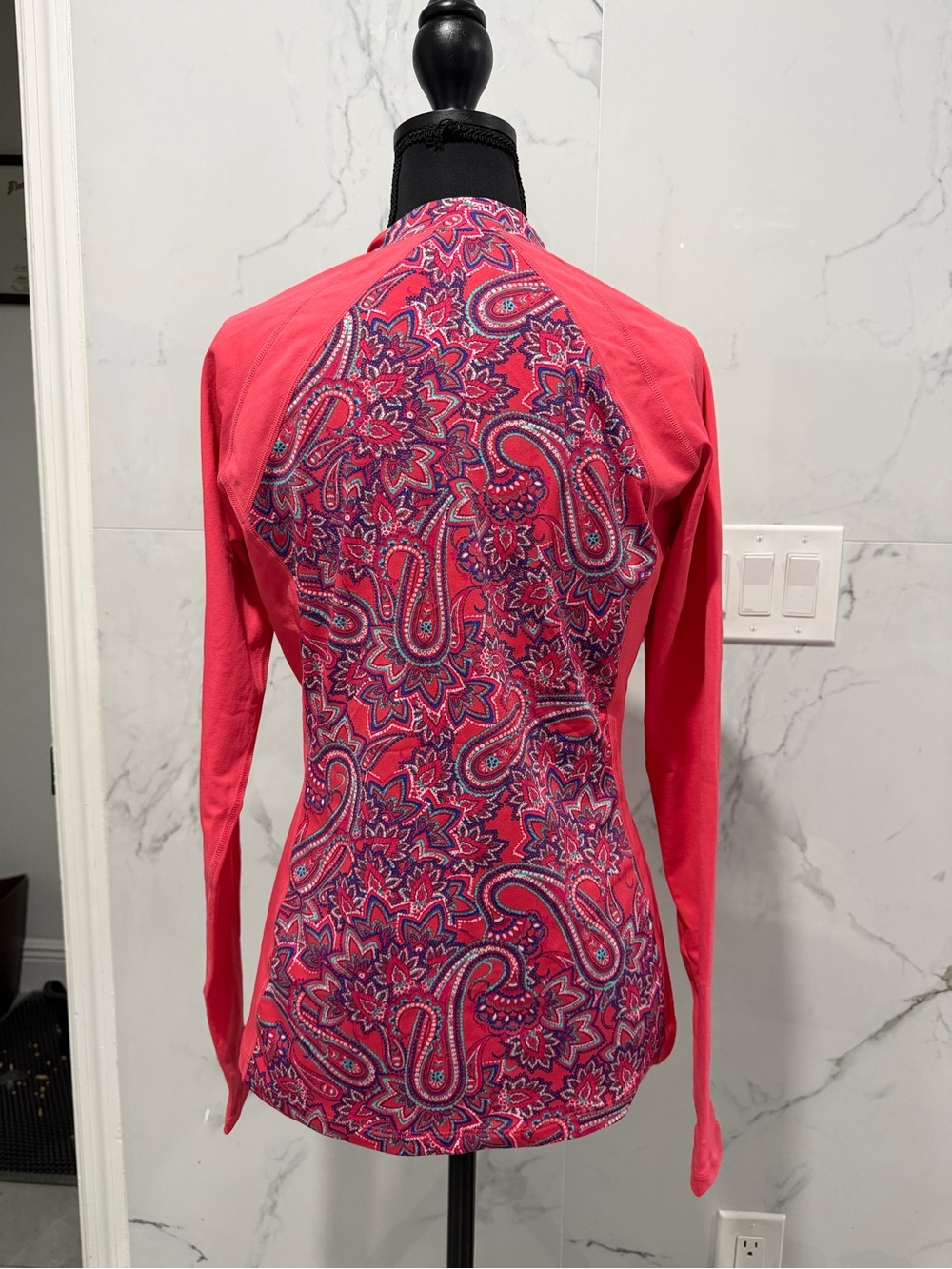 Coolibar Pink Paisley Long-Sleeve Zip Sun Shirt - Picture 2 of 3